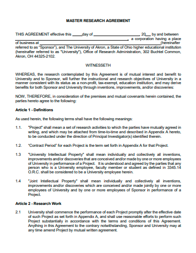 master research agreement template