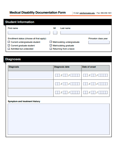 medical disability documentation form template