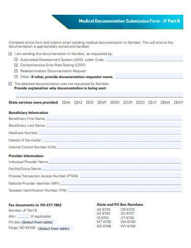 medical documentation submission form template
