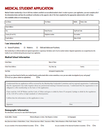 medical student application template