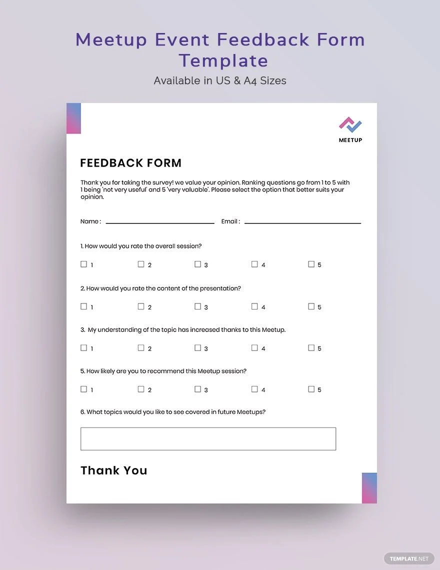 meetup event feedback form template