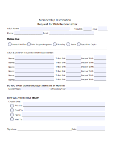 membership distribution letter form