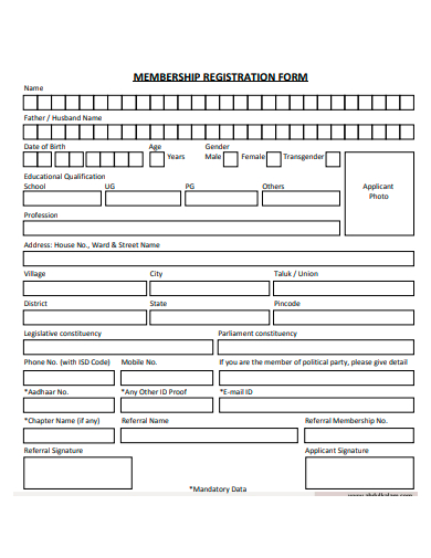 membership registration form template