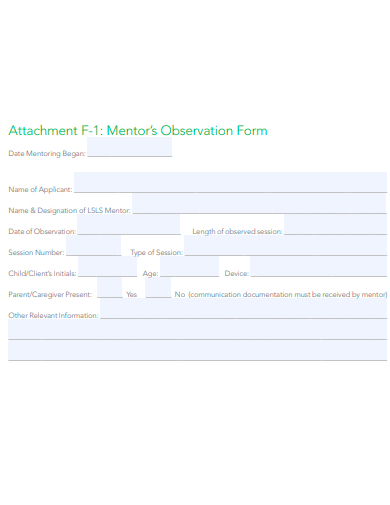 mentors observation form template