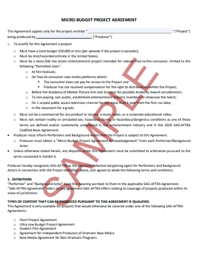 micro budget project agreement template