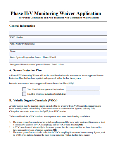 monitoring waiver application template