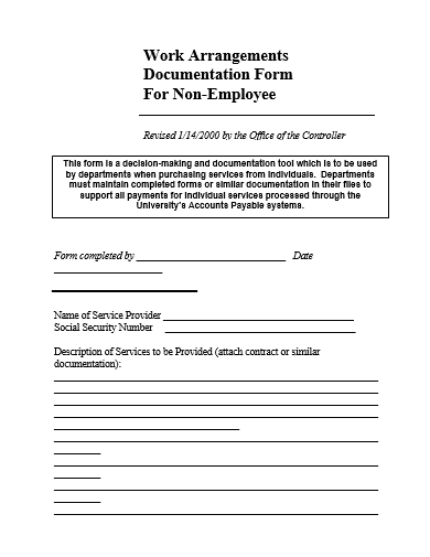 non employee documentation form template