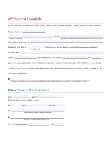 notary affidavit of domicile