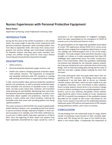 nursing experience personal protective equipment
