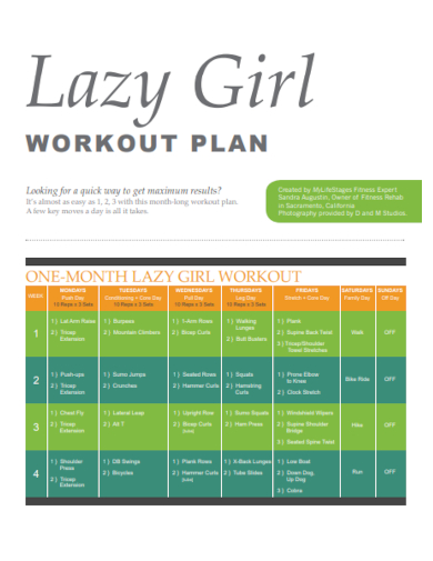 one month workout plan