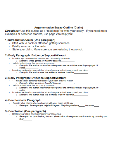 outline for argumentative essay