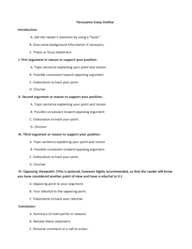 outline for persuasive essay