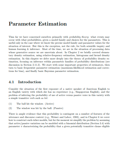 parameter estimation template