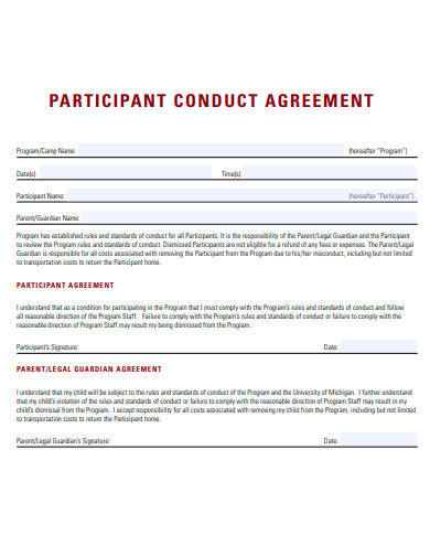 participant conduct agreement template