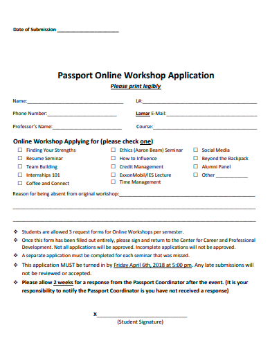 passport online workshop application template