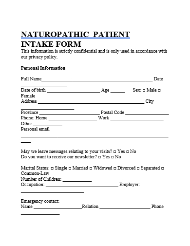 patient intake form in doc