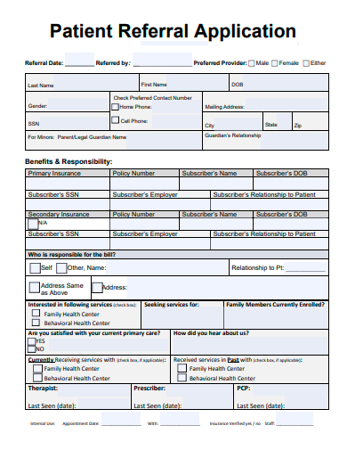 patient referral application template