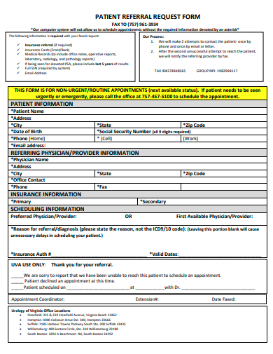 patient referral request form template
