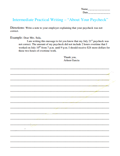 pay check writing template