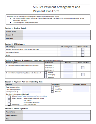 payment arrangement plan form