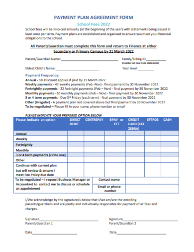 payment plan agreement form