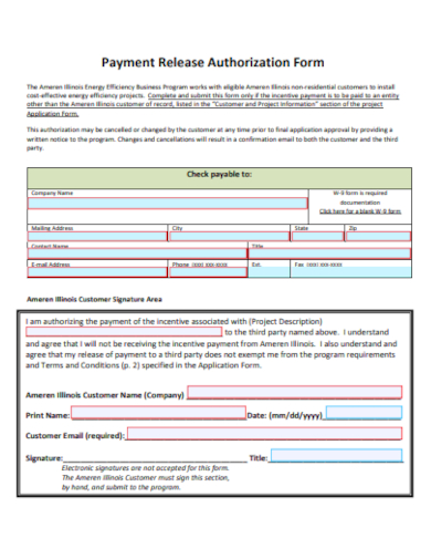 payment release authorization form