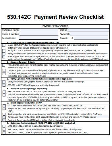 payment review checklist template