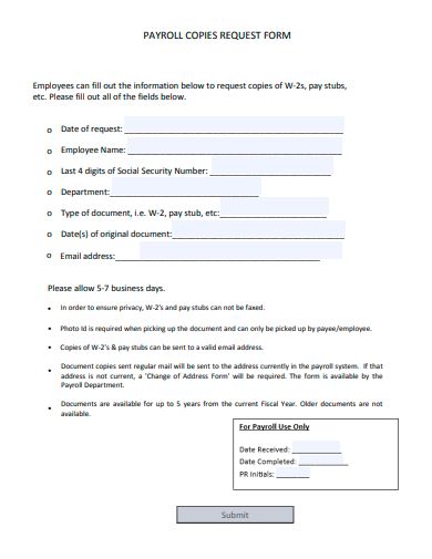 payroll copies request form template