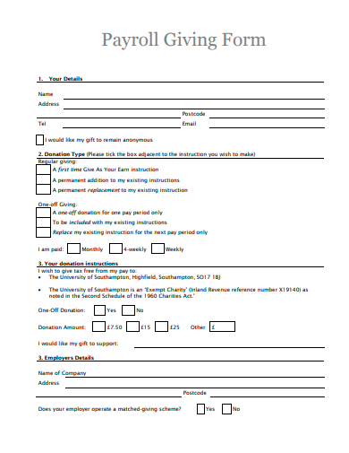 payroll giving form template