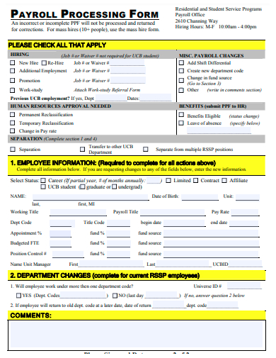 payroll processing form template