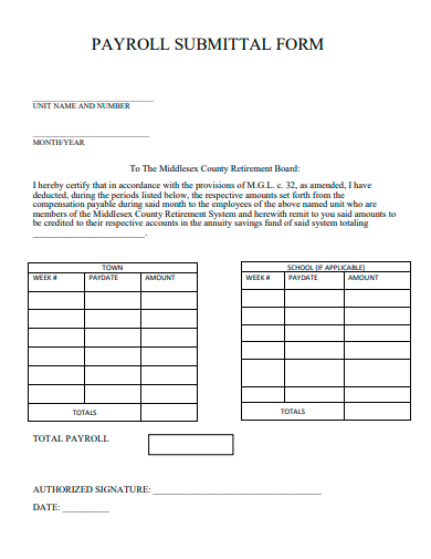payroll submittal form template