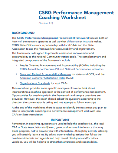 performance management coaching worksheet template