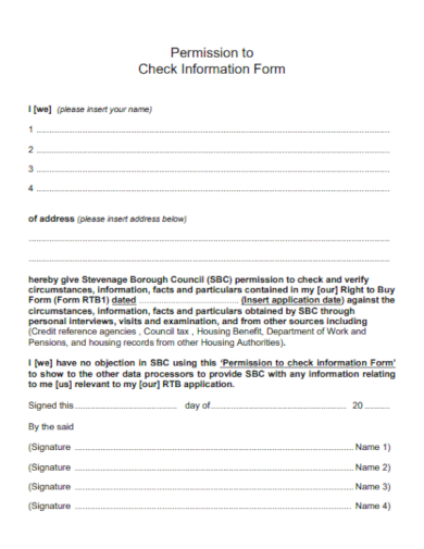 permission check information form