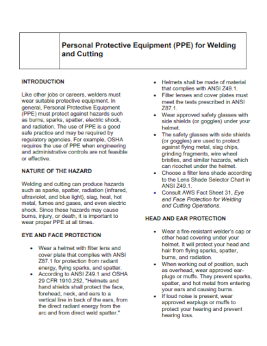 personal protective equipment for welding