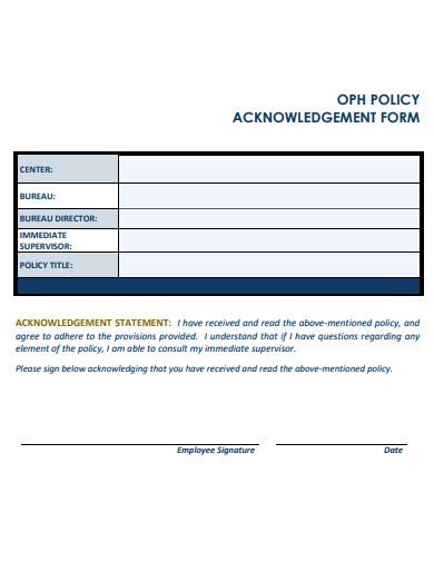 policy acknowledgement form template