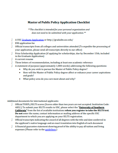 policy application checklist template