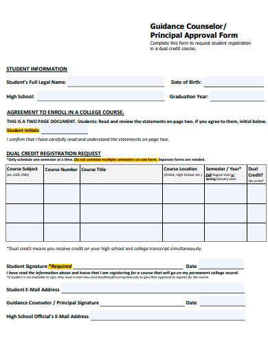 principal approval form template