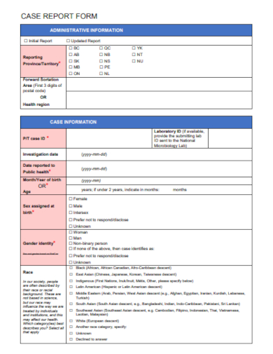 printable case report form