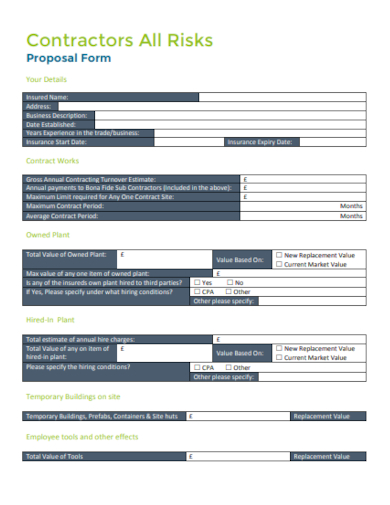 printable contractor proposal form