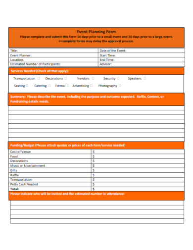 printable event planning form