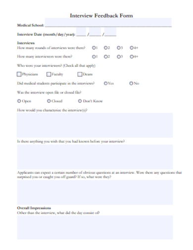 printable interview feedback form