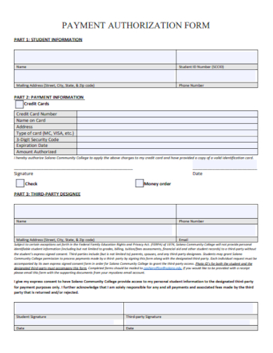 printable payment authorization form