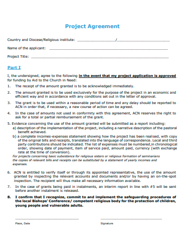 printable project agreement template