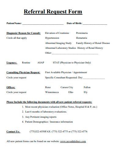 printable referral request form template