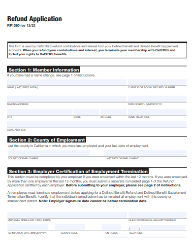 printable refund application template