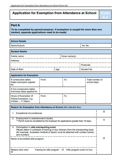 printable school attendance form template