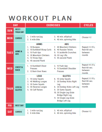 printable workout plan