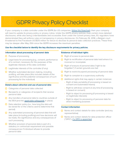 privacy policy checklist template