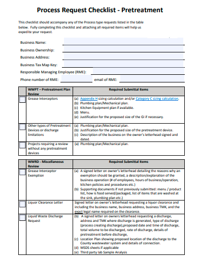 process request checklist template
