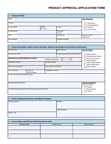 product approval application form template